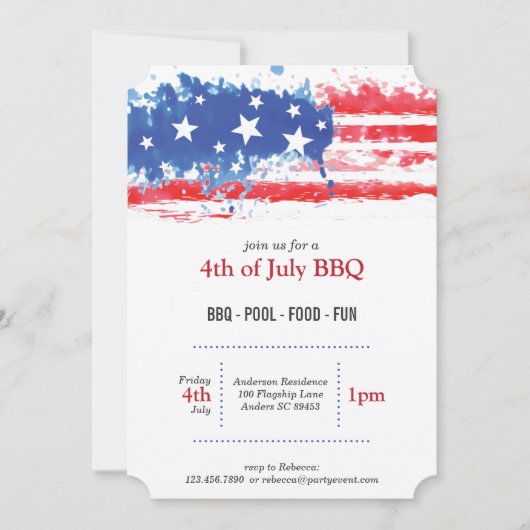 Rood Wit & Blauwe Spat Amerikaanse Vlag Kaart (Voorkant)