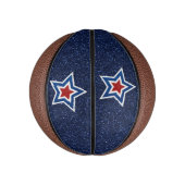 Rood, Wit, Blauwe Ster 4 Juli Glitter Basketbal (Verticaal)