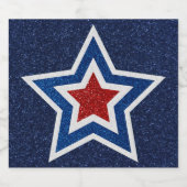 Rood, Wit, Blauwe Ster 4 Juli Glitter Bier Etiket (Enkel label)