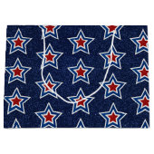 Rood, Wit, Blauwe Ster 4 Juli Glitter Groot Cadeauzakje (Voorkant)