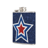 Rood, Wit, Blauwe Ster 4 Juli Glitter Heupfles (Links)