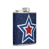 Rood, Wit, Blauwe Ster 4 Juli Glitter Heupfles (Rechts)