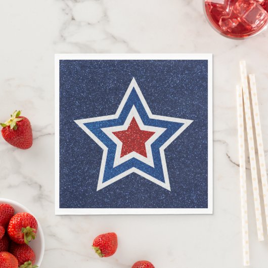 Rood, Wit, Blauwe Ster 4 Juli Glitter Servet (Insitu)