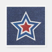 Rood, Wit, Blauwe Ster 4 Juli Glitter Servet (Voorkant)