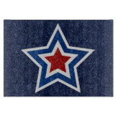Rood, Wit, Blauwe Ster 4 Juli Glitter Snijplank (Voorkant)