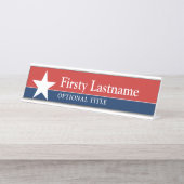 Rood Wit Blauwe Ster Aangepaste Naam Titel Bureau Naambordje (Voorkant)
