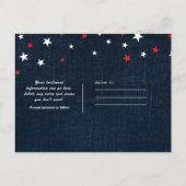 Rood Wit & Blauwe Sterren Denim Save the Date Fees Aankondigingskaart (Achterkant)