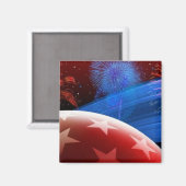 Rood Wit Blauwe Sterren en Vuurwerk Magneet (Voorkant / Achterkant)