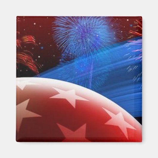 Rood Wit Blauwe Sterren en Vuurwerk Magneet (Voorkant)