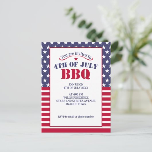 Rood Wit Blauwe Sterren Strepen USA vlag 4 Juli BB Briefkaart (Staand voorkant)