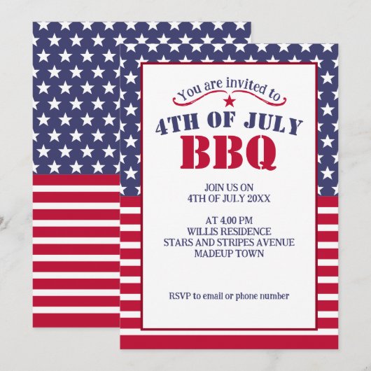 Rood Wit Blauwe Sterren Strepen USA vlag 4 Juli BB Kaart (Voorkant / Achterkant)