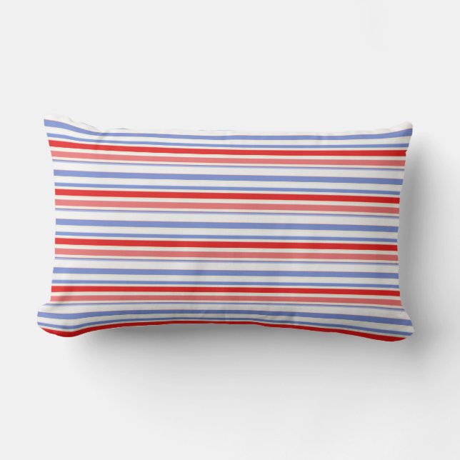 Rood, wit, blauwe streep buitenste lumbar Pillow Buitenkussen (Voorkant)