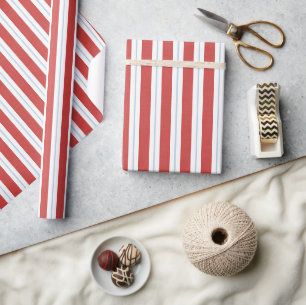 Rood Wit Blauwe Strepen Kerstmis Cadeaupapier