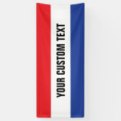 Rood wit blauwe strepen met je woorden spandoek (Verticaal)