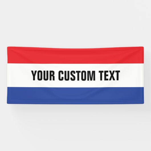 Rood wit blauwe strepen met je woorden spandoek (Horizontaal)