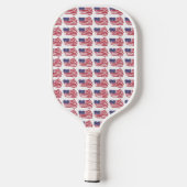 Rood wit blauwe vlag Herhalingspatroon Pickleball Paddle (Achterkant)