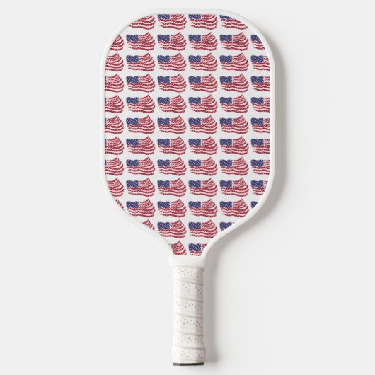 Rood wit blauwe vlag Herhalingspatroon Pickleball Paddle (Voorkant)