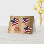 Rood Wit Blauwe Vlag Sterren Goud 4 Juli Kaart (Gele Bloem)