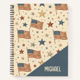 Rood Wit Blauwe Vlaggen Patriottisch Patroon Notitieboek