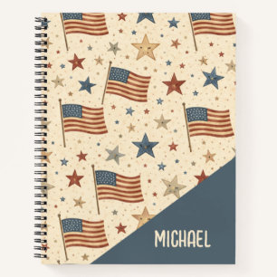Rood Wit Blauwe Vlaggen Patriottisch Patroon Notitieboek