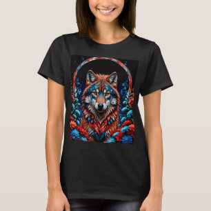 Rood, wit, blauwe wolf t-shirt