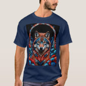 Rood, wit, blauwe wolf t-shirt (Voorkant)