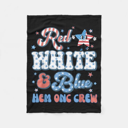 Rood Wit Blauwe Zoom Onc Crew Verpleegster 4e Juli Fleece Deken (Voorkant)