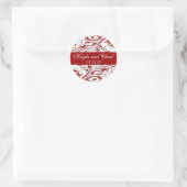 Rood Wit  Bloeiende Bruiloft Ronde Sticker (Tas)