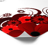 Rood & Wit Bloemen 11 Bruiloft Tafels Zitgrafiek Poster (Hoek)