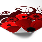 Rood & Wit Bloemen 13 Bruiloft Tafels Zitgrafiek Poster (Hoek)