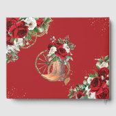 Rood Wit Bloemen Charro Laarzen Quinceanera Foto Gastenboek (Achterkant)