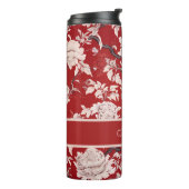 Rood & Wit Bloemen Chinoiserie Patroon Personalise Thermosbeker (Gedraaid links)