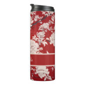 Rood & Wit Bloemen Chinoiserie Patroon Personalise Thermosbeker (Geroteerd rechts)