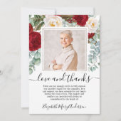 Rood Wit Bloemen Dank u Bereavement Foto Bedankkaart (Voorkant)