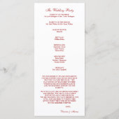 Rood & Wit Bloemen Decal Trouwprogramma Programmakaart (Achterkant)
