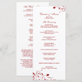 Rood & Wit Bloemen Decal Trouwprogramma Programmakaart (Voorkant / Achterkant)