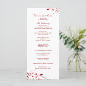 Rood & Wit Bloemen Decal Trouwprogramma Programmakaart (Staand voorkant)