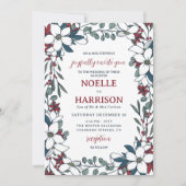  Rood Wit Bloemen Formele Kerstbruiloft Kaart (Voorkant)