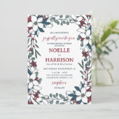  Rood Wit Bloemen Formele Kerstbruiloft Kaart (Staand voorkant)