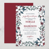  Rood Wit Bloemen Formele Kerstbruiloft Kaart (Voorkant / Achterkant)