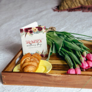 Rood Wit Bloemen Gelukkig Moeders Dag Wenskaart