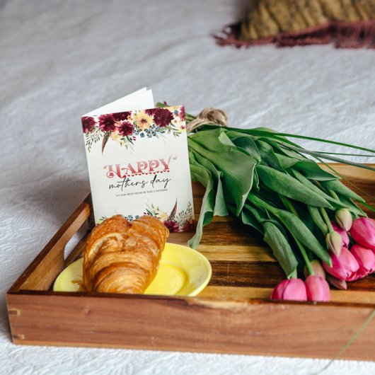 Rood Wit Bloemen Gelukkig Moeders Dag Wenskaart