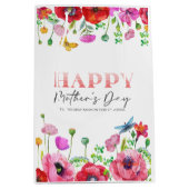 Rood Wit Bloemen Gelukkig Moeders Wenskaart Medium Cadeauzakje (Voorkant)