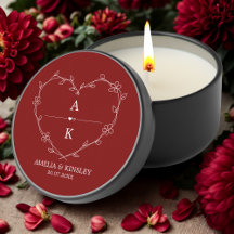 Rood Wit Bloemen Hart Modern Monogram Huwelijk