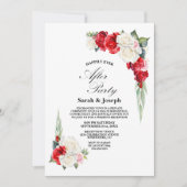 Rood Wit Bloemen Huwelijk Na Feest Kaart (Voorkant)