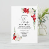 Rood Wit Bloemen Huwelijk Na Feest Kaart (Staand voorkant)
