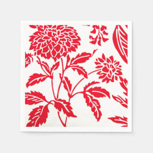 Rood & Wit Bloemen Print servetten