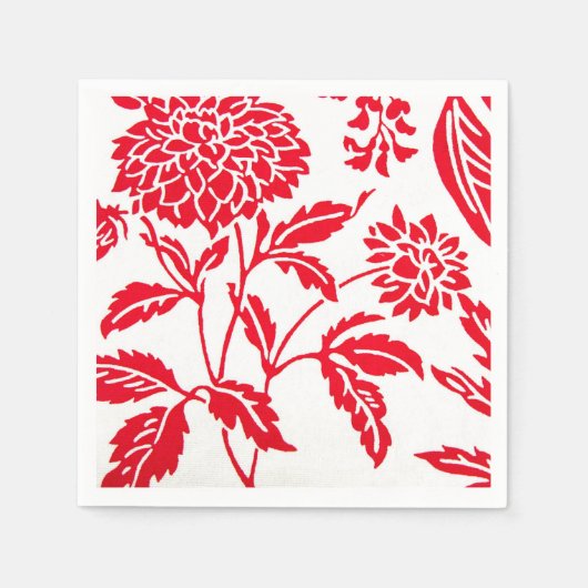 Rood & Wit Bloemen Print servetten (Voorkant)