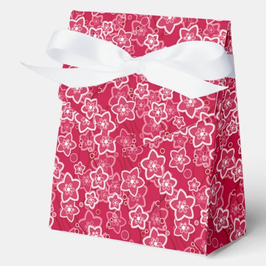 Rood Wit Bloemen Rustiek mode Patroon Retro Bedankdoosjes (Voorkant)