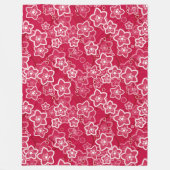 Rood Wit Bloemen Rustiek mode Patroon Retro Fleece Deken (Voorkant)